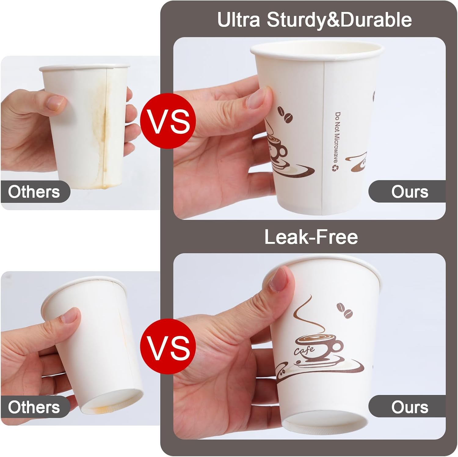 Lamosi Coffee Cups 12 oz 240 Pack, Disposable Paper Cups for Hot or Cold Drinks, Insulated Leakproof Cup for Cafe, Office, hotel and Home - Image 3