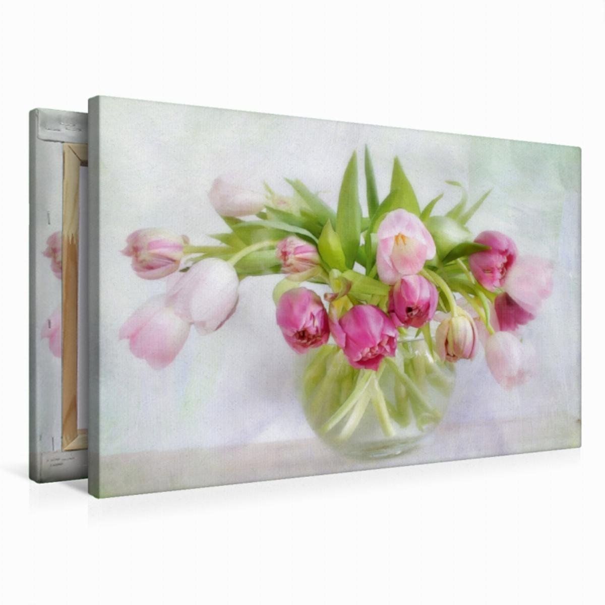 Premium Textil-Leinwand 75 x 50 cm Quer-Format Stillleben mit Tulpen | Wandbild, HD-Bild auf Keilrahmen, Fertigbild auf hochwertigem Vlies, Leinwanddruck von Lizzy Pe