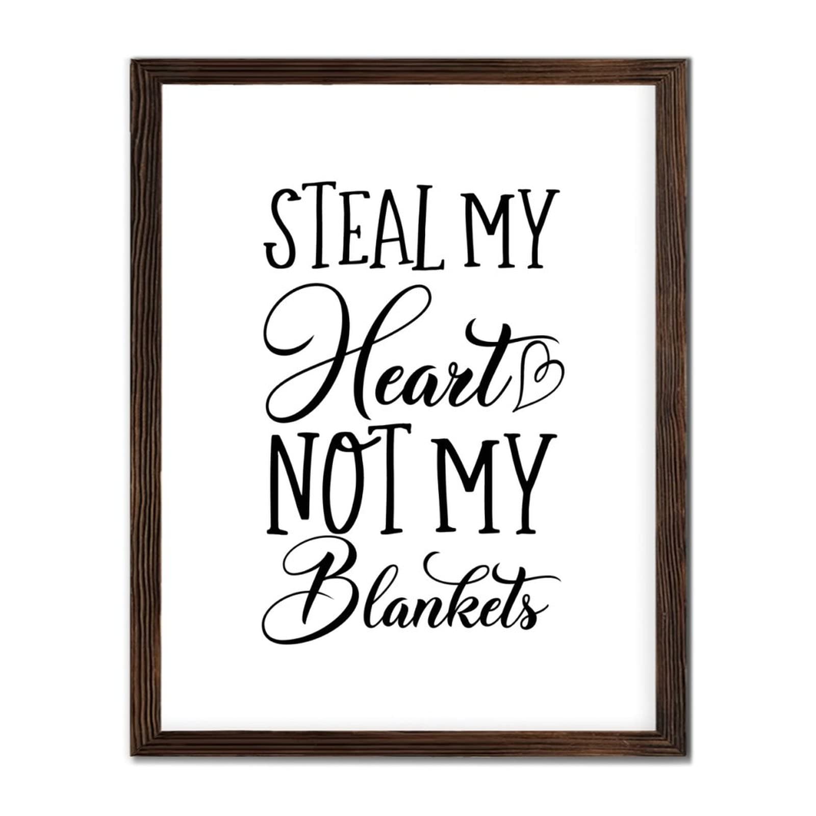 Placa de madera enmarcada con frases motivacionales, letrero de madera con texto en inglés ''Steal My Heart'', letrero de madera rústica para sala de estar, dormitorio, regalo de inauguración de la