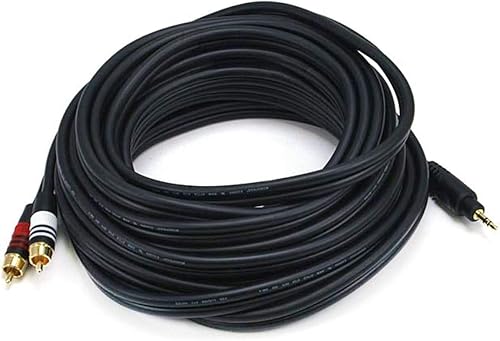 Miniatura 5 de Monoprice Cable de audio - 25 pies - negro  macho estéreo premium a 2 RCA macho 22AWG, chapado en oro