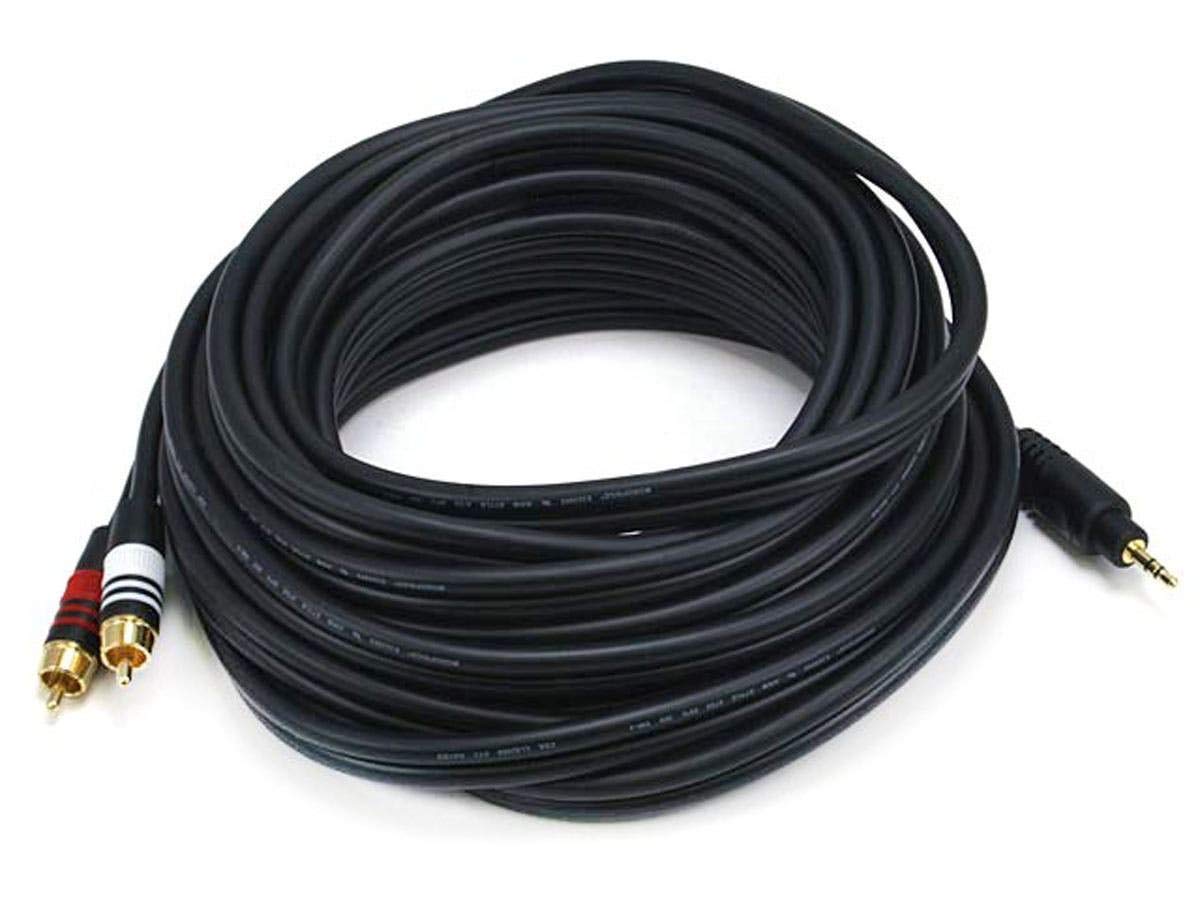 Monoprice 105602 35-Feet Premium Stereo Macho a 2RCA Macho 22AWG Cable - Negro