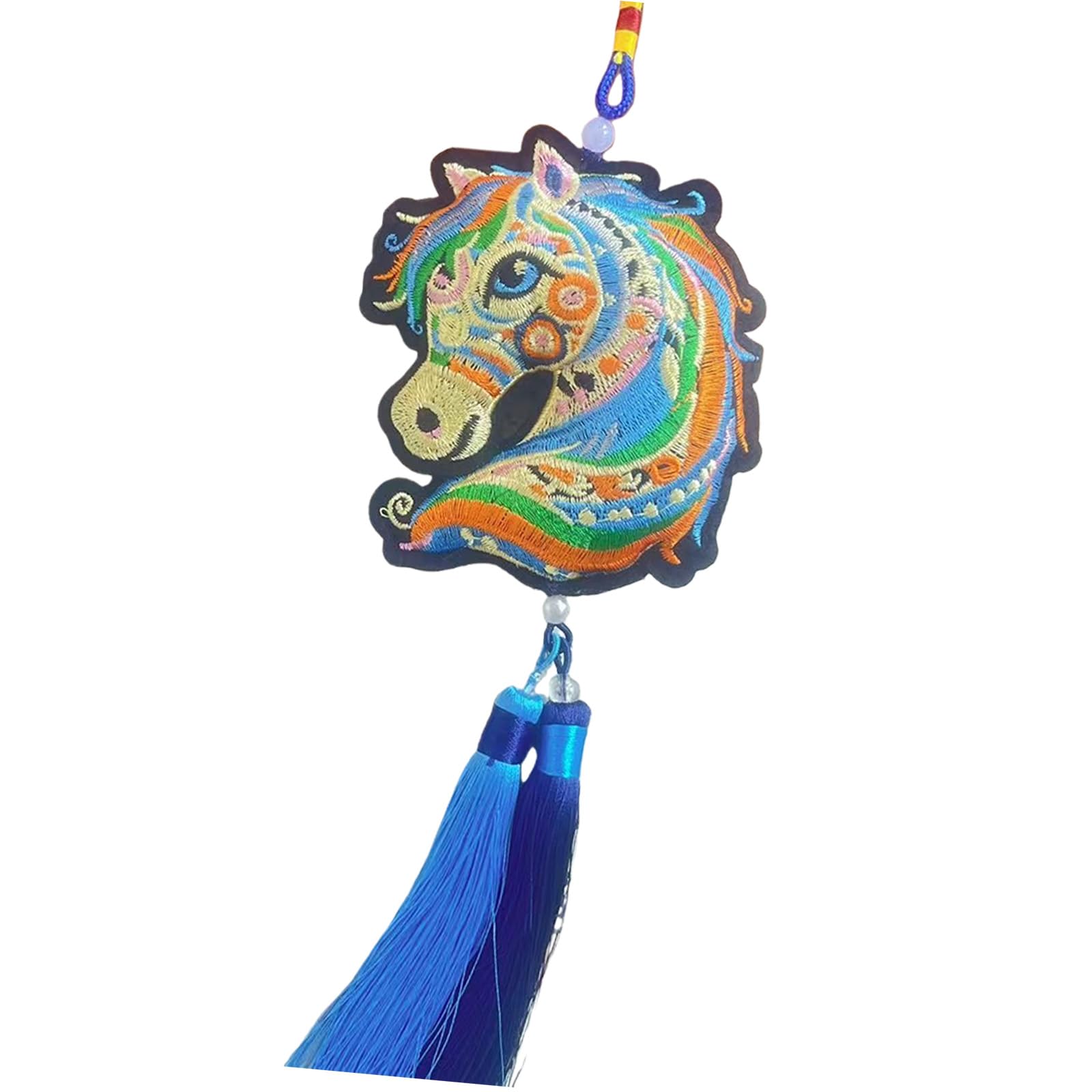Chinese New Years Horse Ornament Car Hanging Ornament Bells Zodiacs Horse Pendant Charm with Tassels Fengshui Ornaments Charm Pendant with Tassels