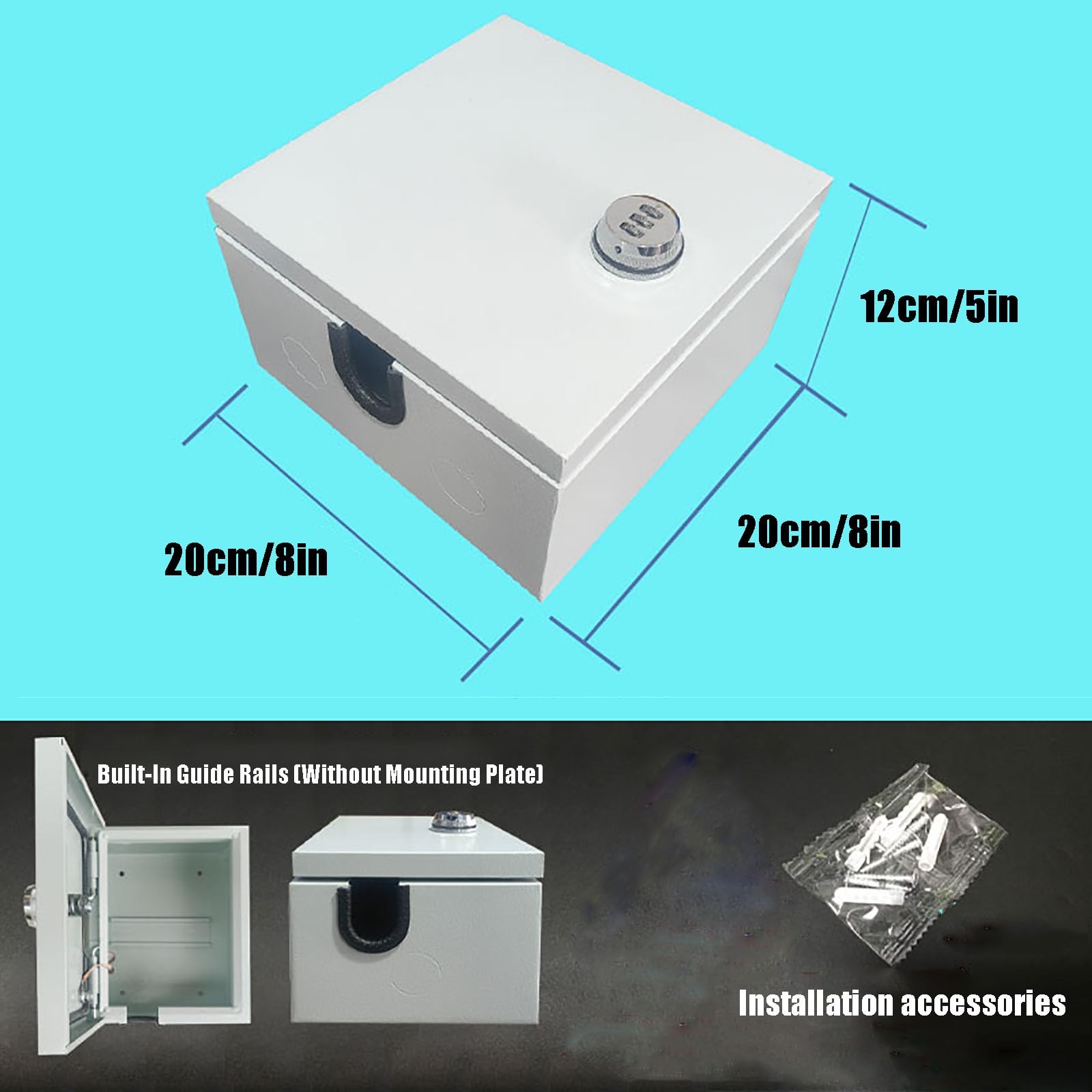 Caja Distribucion Electrica, Caja Registro Electrico, Protección de Carga, Armario de Distribución con Cerradura de Combinación(20x20x12cm/8x8x5in)