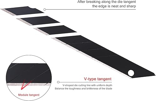 Miniatura 5 de FOSHIO 100 cuchillas de acero al carbono de 30 grados a presión de 0.354 in para cortadores de caja, cuchillo utilitario universal, cuchillas negras