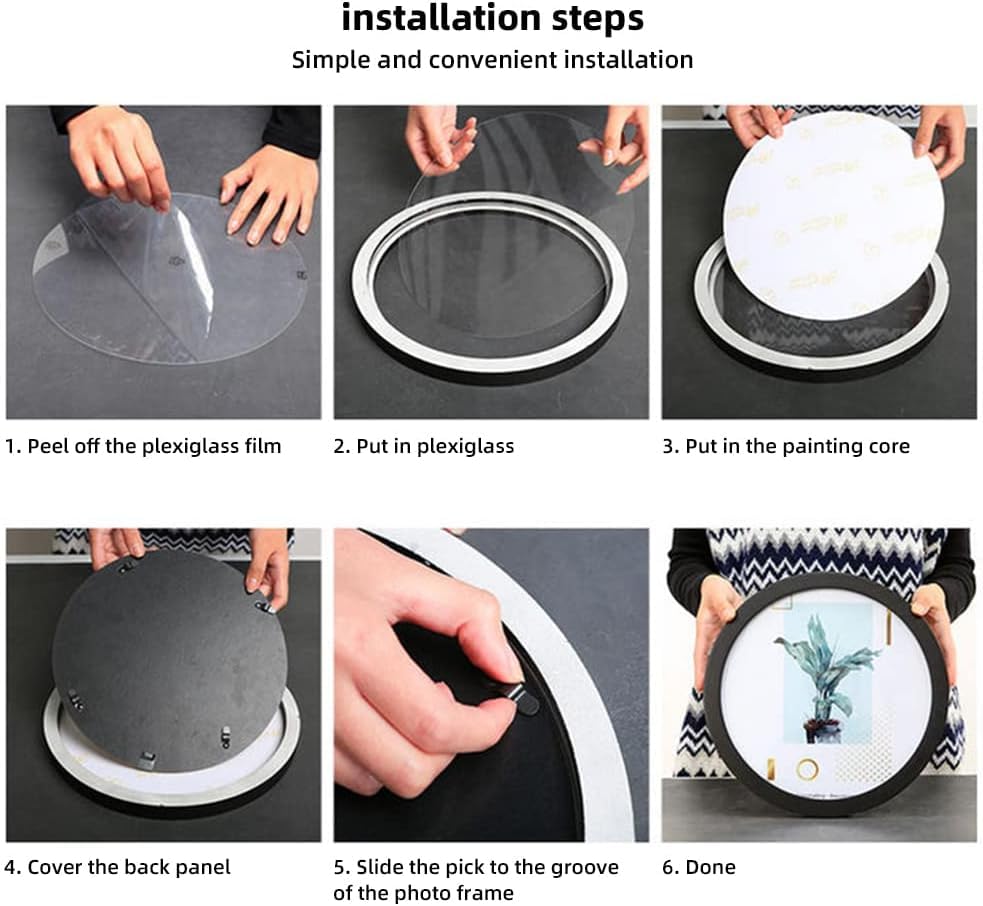 Cadre photo rond bois blanc 12 pouces de décoration murale modulable