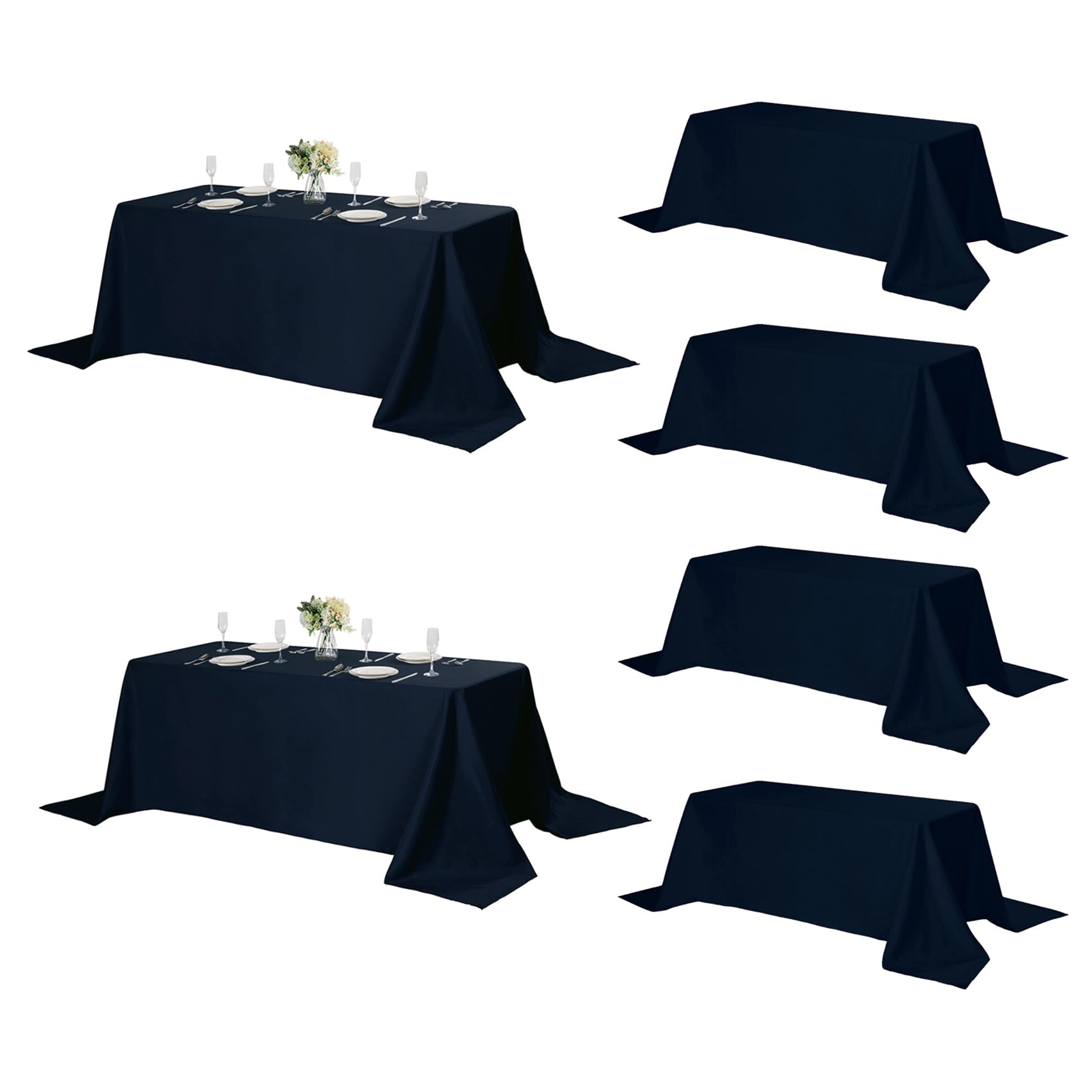 Fokitut 6 Pack Rectangle Tablecloth, 90x132 Inch, Stain Resistant and Wrinkle Polyester Table Cloth, Fabric Table Cover for Kitchen Dining, Wedding,