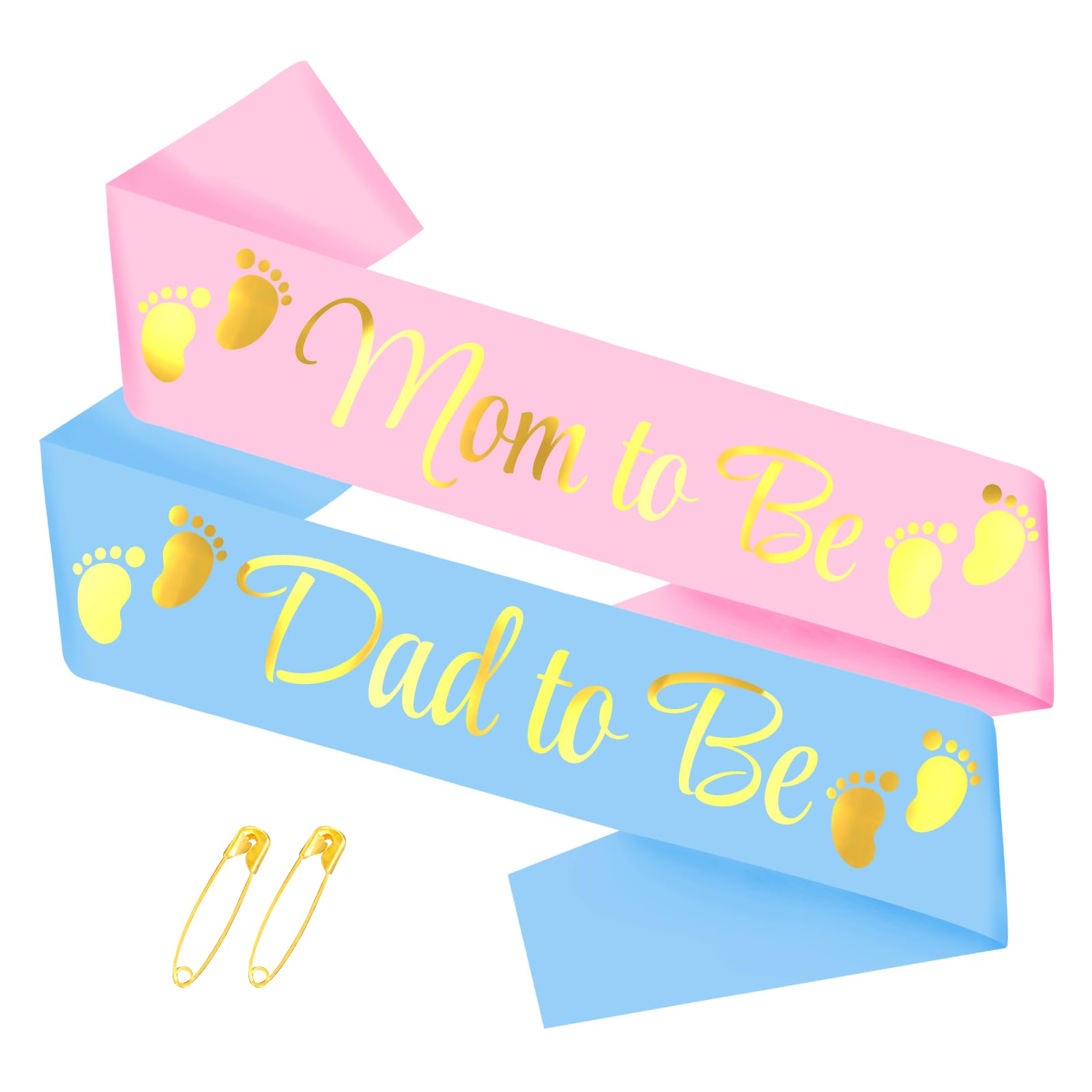 Mom To Be & Dad To Be Baby Shower Sashes - Pink & Blue Gender Reveal Party Decor