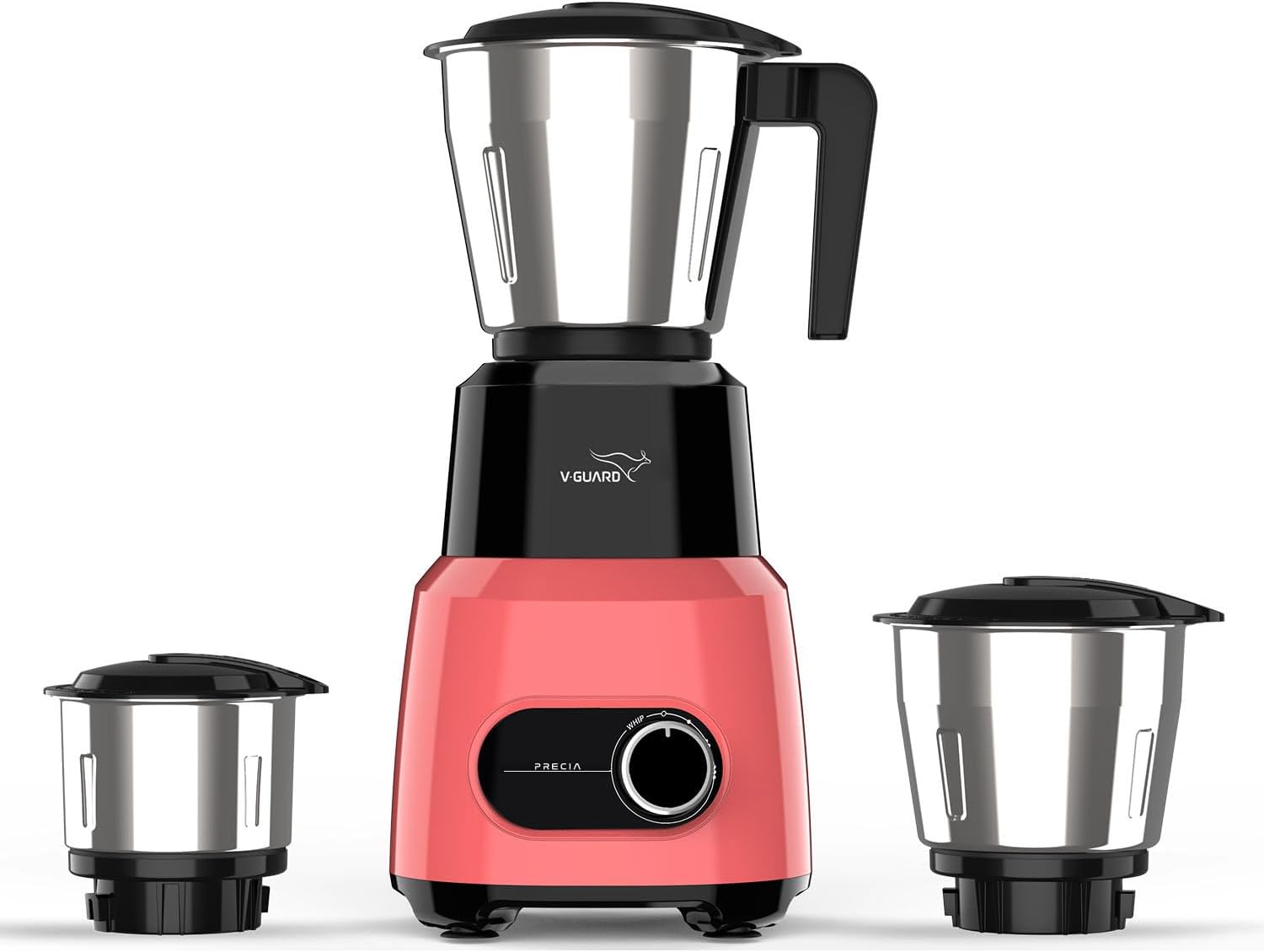 – V-Guard Precia 500 Watt Mixer Grinder | 2 Year Motor Coverage by V-Guard | 3 Jars Mixie for Kitchen with Multifunctional SS Mixer Jars (Chutney, Dry, & Wet), Precision Stainless Steel Blades