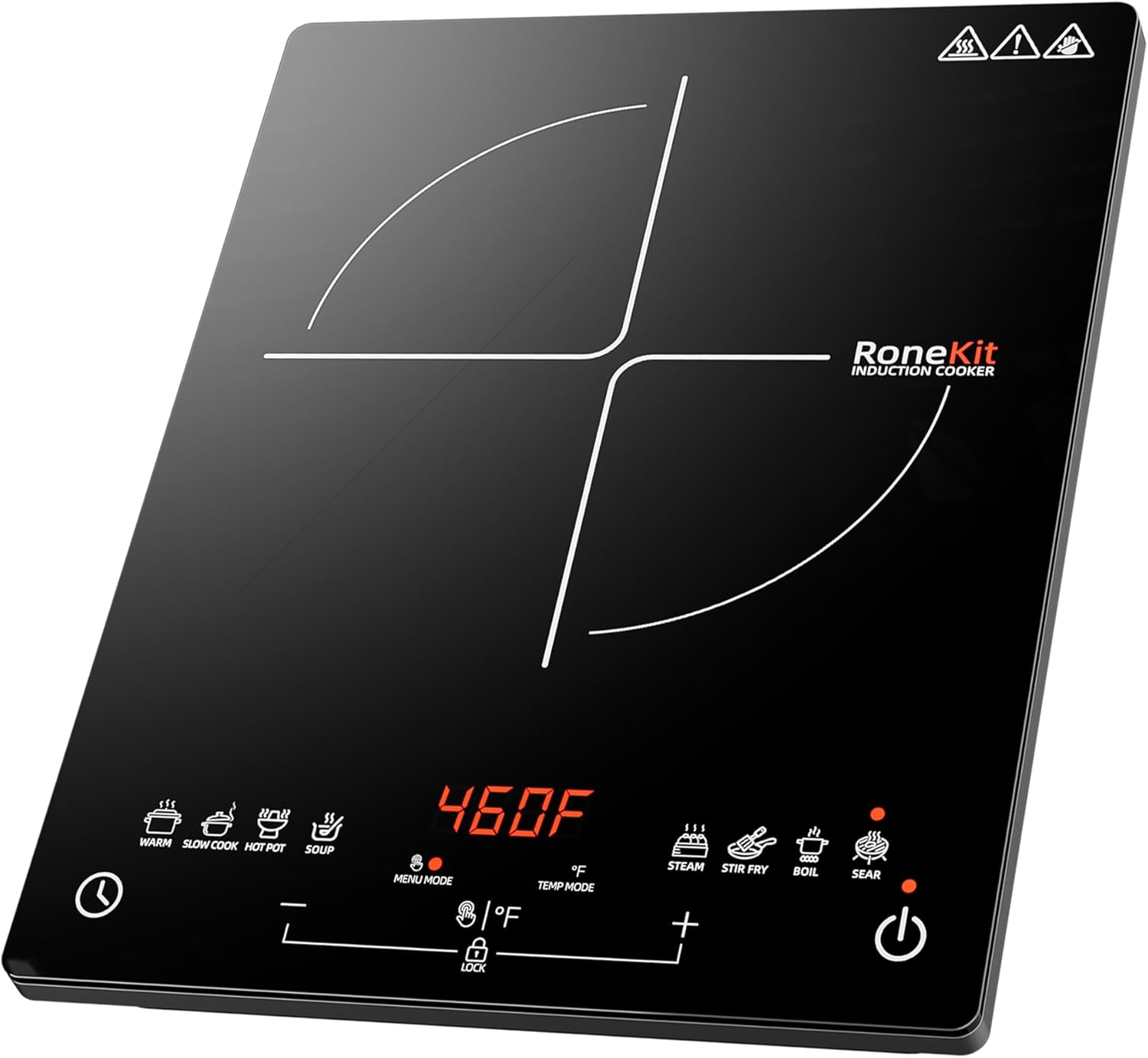 1800W Induction Cooktop Portable Electric Stove Countertop, 8 Preset Functions & Temp Settings, 2 Cooking Modes, Timer, Child Lock for Tiny Kitchen, Apartment, Camping, RV Countertop Burner