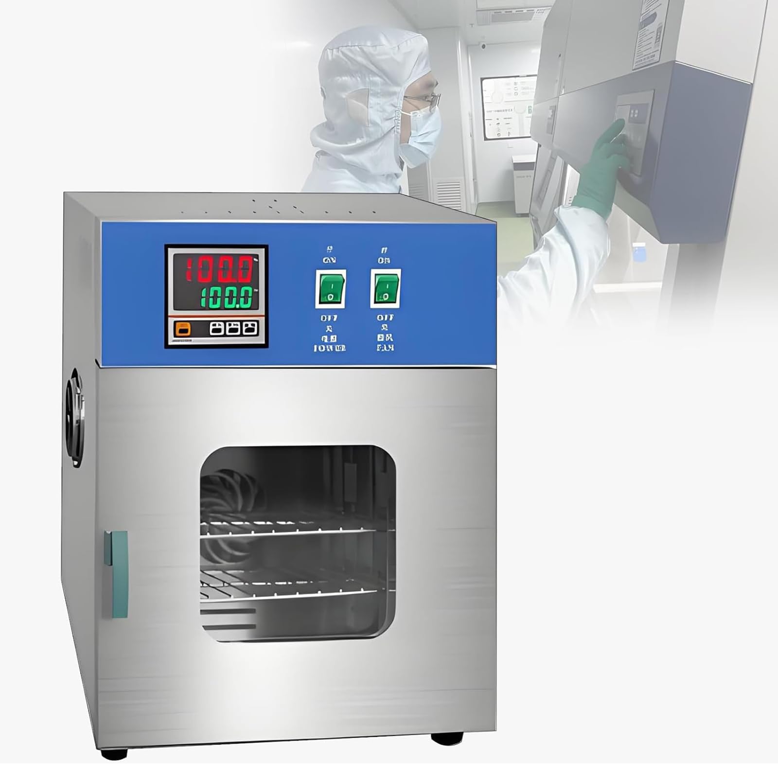 Estufa Secado Laboratorio, Estufa Secado por Convección Forzada Aire, Velocidad Ventilador Ajustable, Estufa Calentamiento Gran Capacidad con Circulación Aire Temperatura 10 A 300 °C 16L