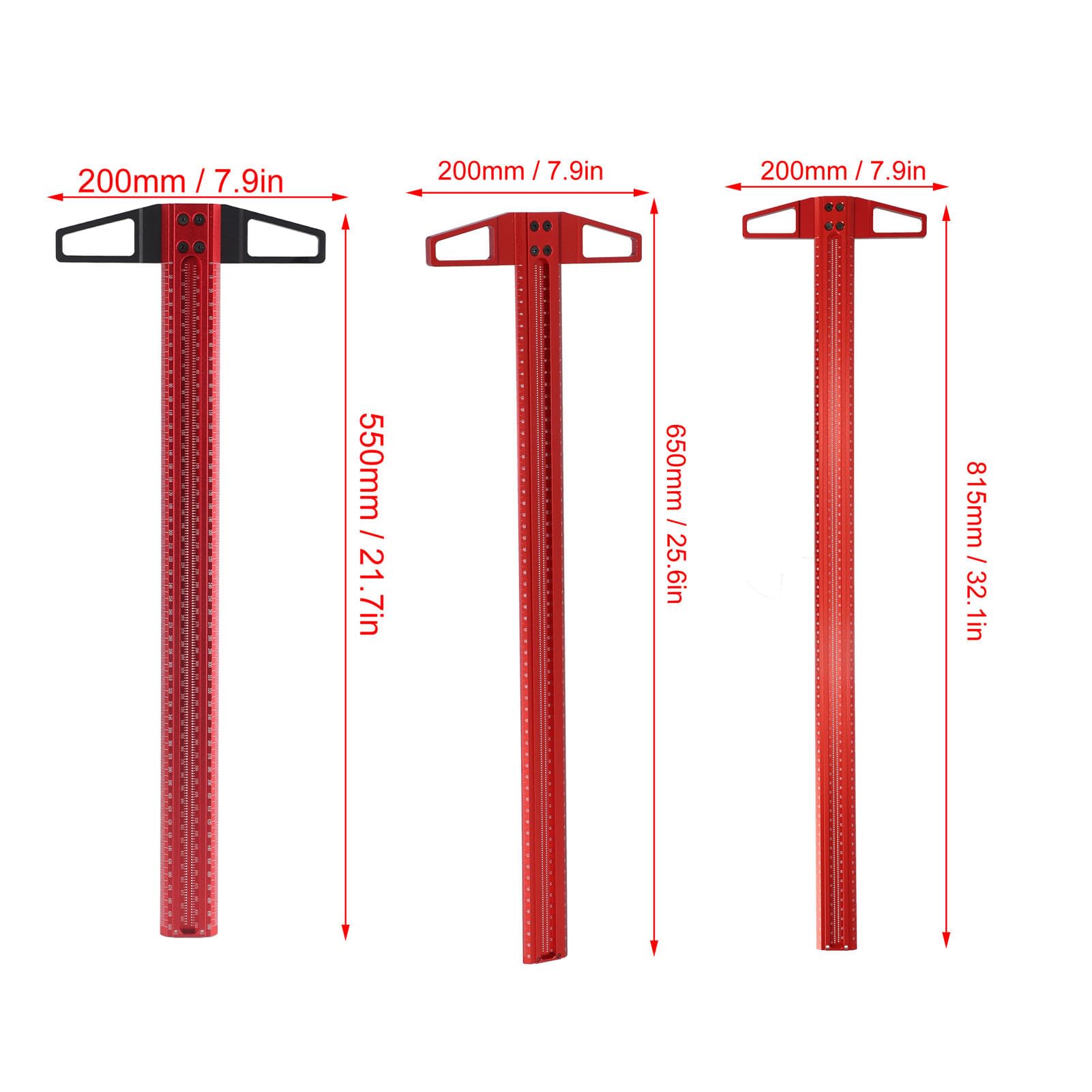 Righello a T da 50 Cm, 60 Cm, 76 Cm, Righello di Precisione Righello Quadrato a Forma di T Scribe Ad Angolo Retto Calibro Per Marcatura in Alluminio Per La Lavorazione del Legno del Vetro(500mm（T500）)
