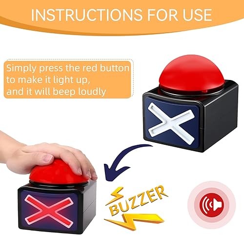 Miniatura 4 de KiViRap Zumbador de respuesta de juego con sonido, zumbador de programa de juegos, zumbador de juego con luces y cuestionario Got Talent Buzzer,