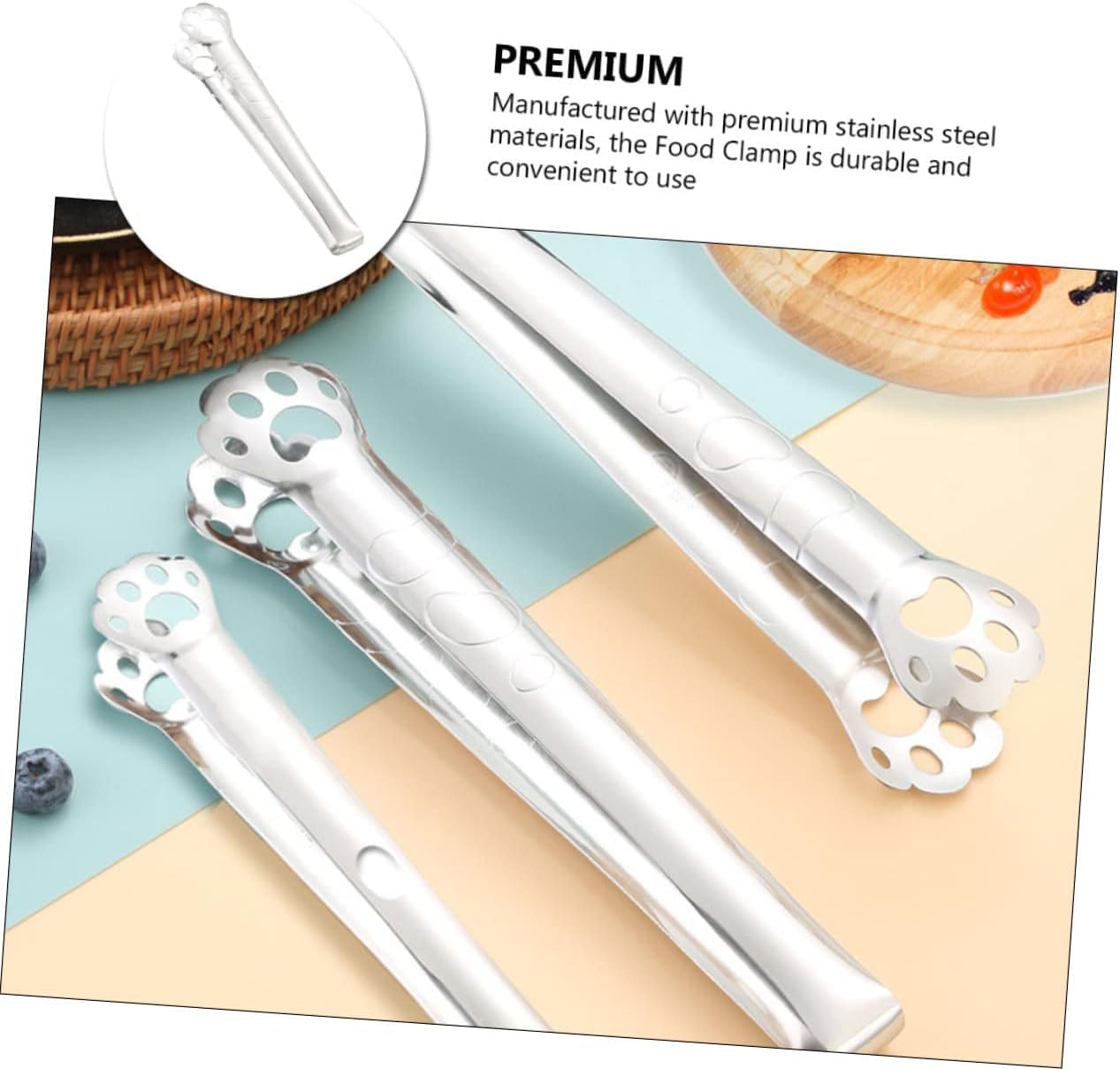 Cooking Tongs Stainless Steel Food Tongs Tong for Cooking Barbecue Tools Grill Tools Toast Tong Ice Cube Tong Buffet Food Tongs BBQ Bread Baked Food Tongs at Home Kitchen Supplies