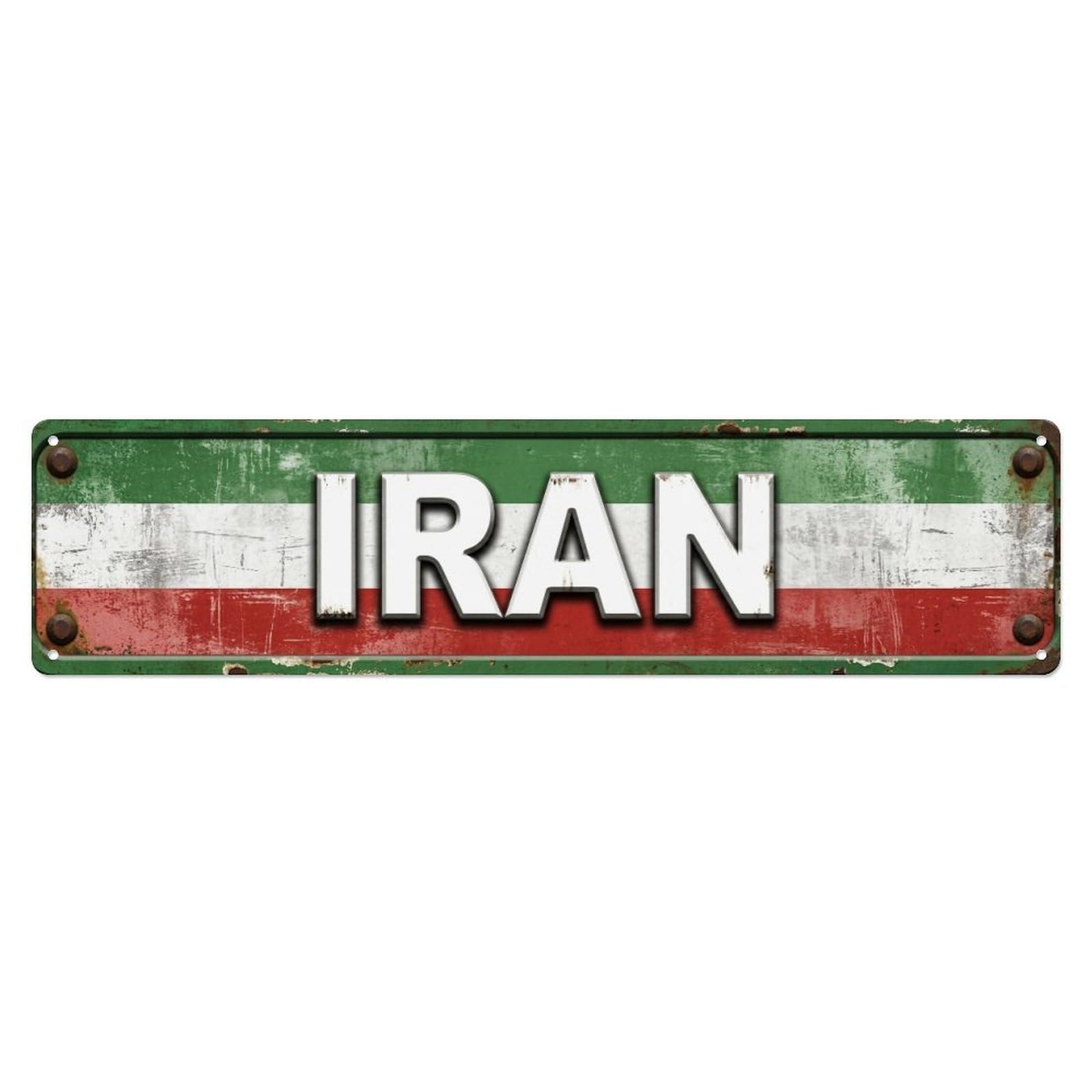 Metal Tin Sign Vintage Iran Flag Pattern