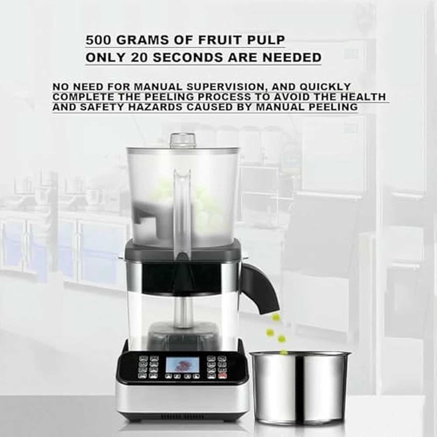 Grape Skin Peeling Machine, 2500W Commercial Electric Fruit Peeler for Cherry Tomatoes and Milk Tea Shops, Automatic Rotating Tool