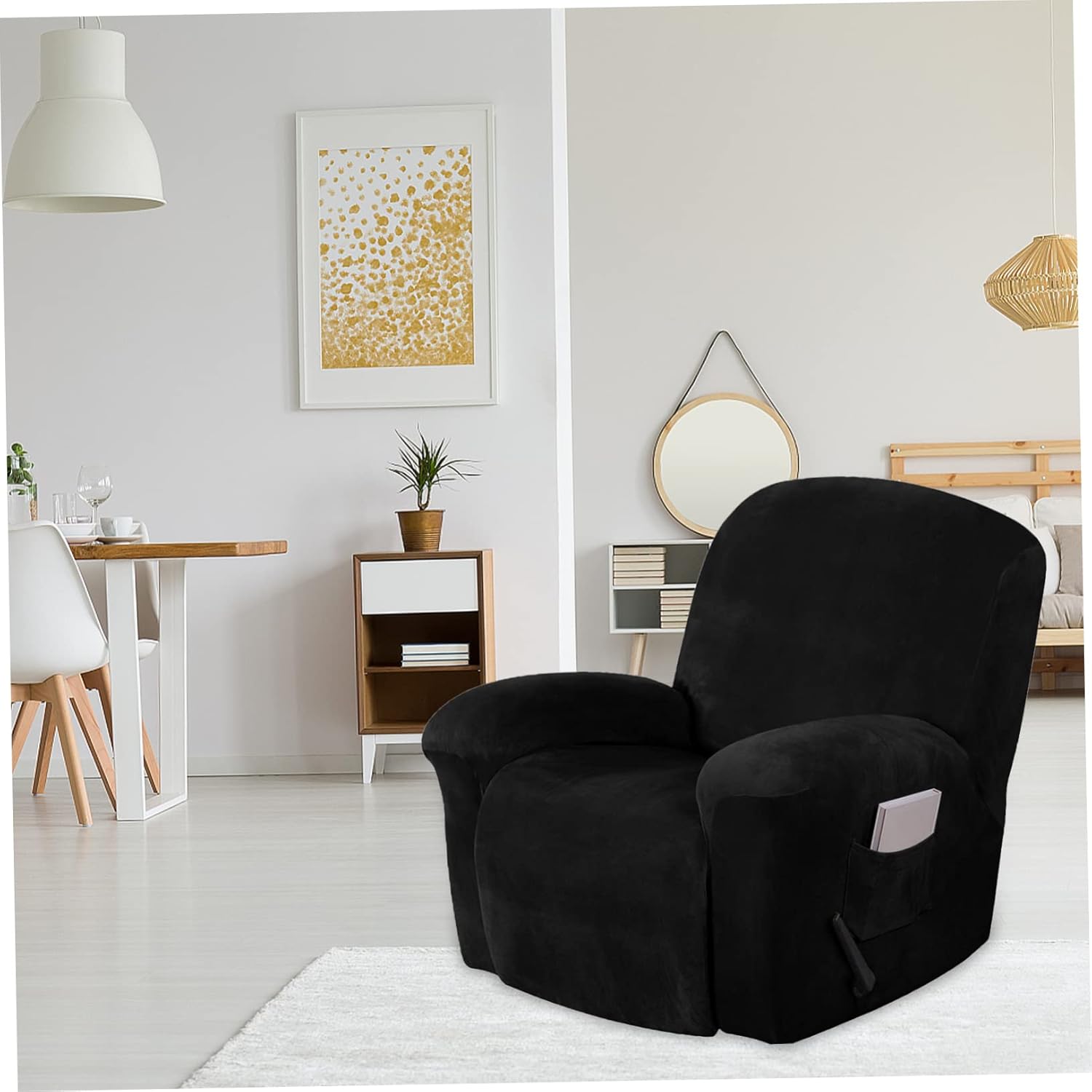 1Set Recliner Chair Cover Stretch Slipcover for Recliners with Protector for Living Room Non Slip Design Easy to Install