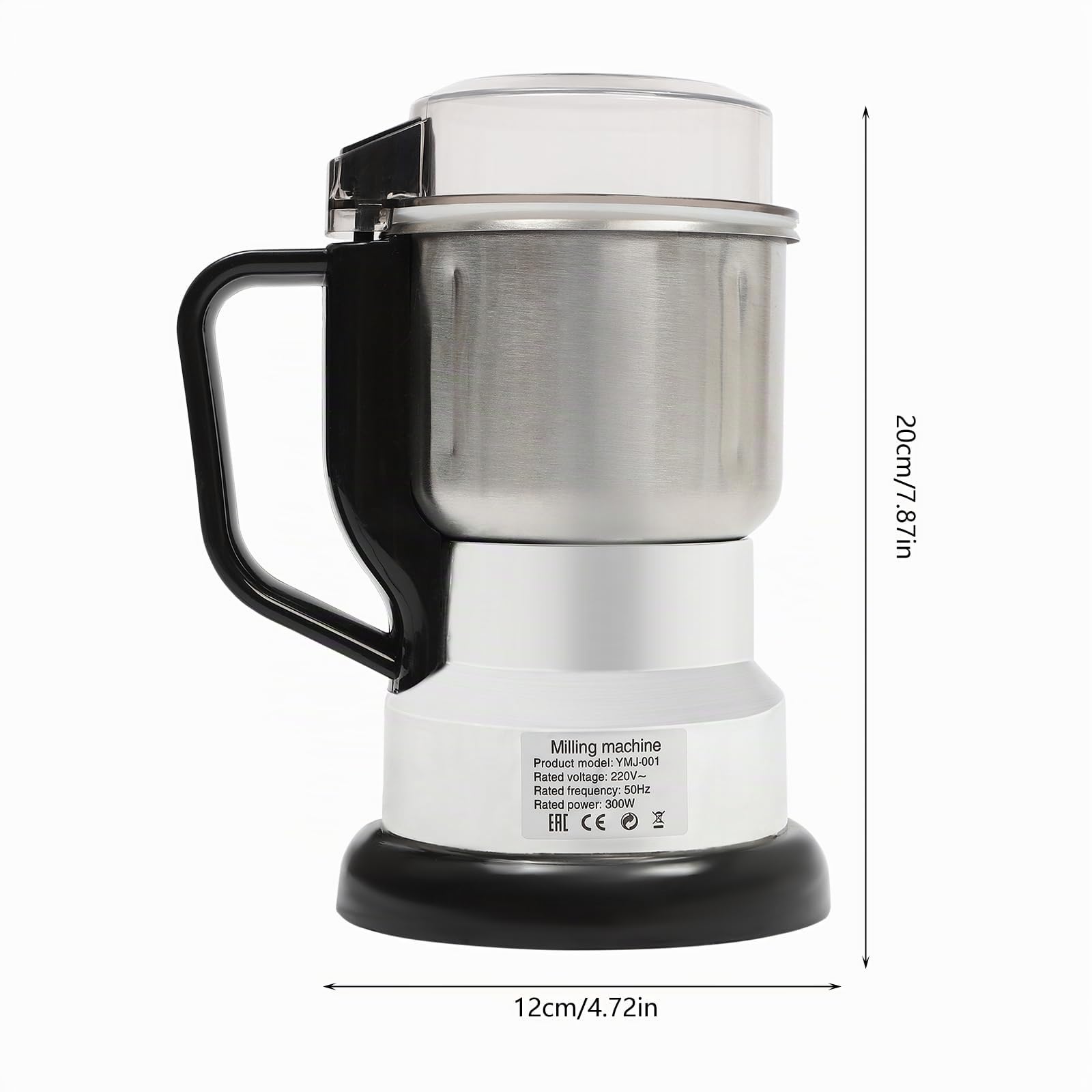 Moulin à café électrique 500 ml 300 W Moulin à céréales électrique avec pinceau et cuillère Machine à café Moulin en acier inoxydable pour céréales, haricots, épices, grains de café