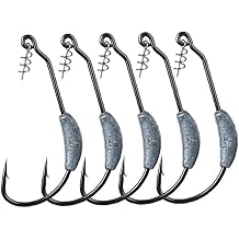 Weighted Jig Head Fishing Hooks, Twist Lock, Root Fish, Worm Fishing Hooks, 0.2 oz 7 g, Set of 5