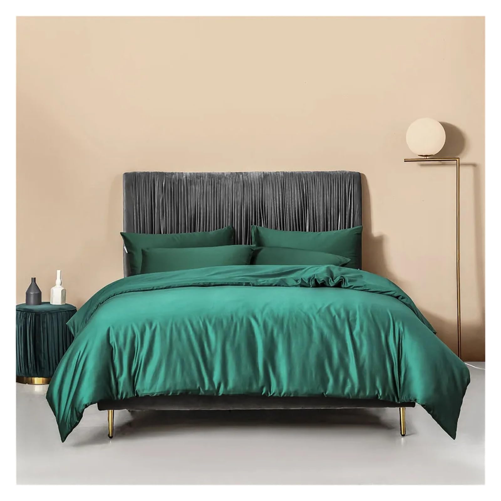 Sbcgfy A Dark Green Cotton Bedlinens Twin Queen King Size Set Flat Sheet Duvet Cover Bedding,Bedding Set,-King