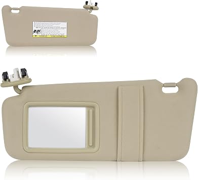 Sun Visor with Light for Toyota Camry 2007-2011 with Sunroof, Left Driver Side Beige Sunvisor Replace 74320-06800-B0