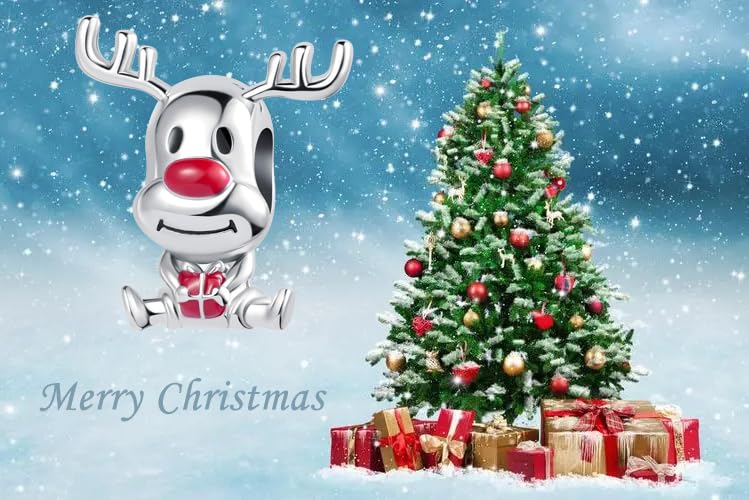 Image of Christmas Holiday Season Charms for Pandora Bracelets New Snowflake Santa Claus Home Moose Gift Tree Candy Cane Snow Globe