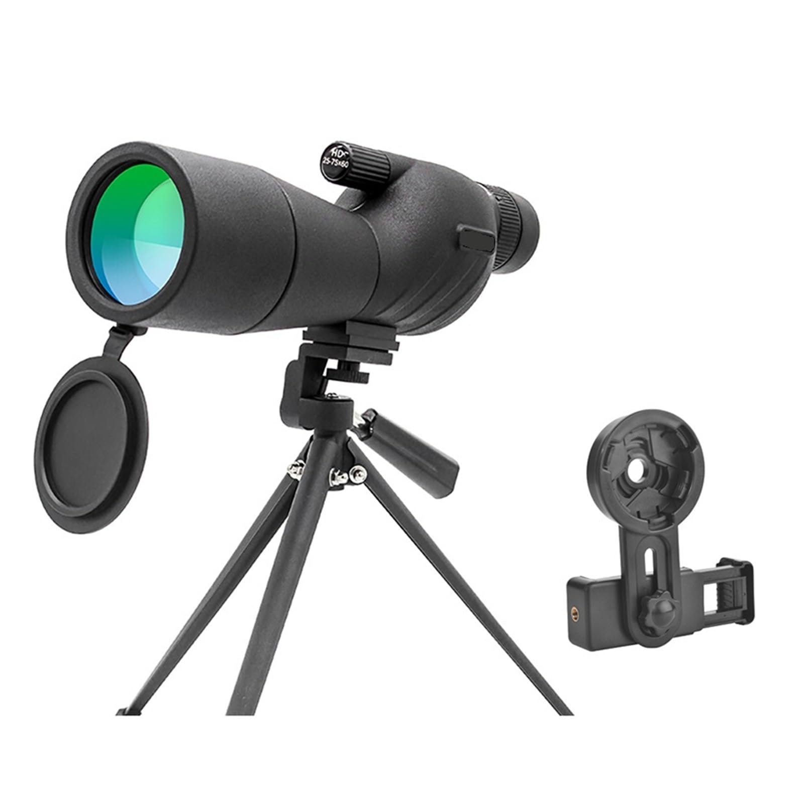 25-75x60 Luneta Teleskop Z Powiększeniem BAK4 Pryzmat Wodoodporny Mocny Monokular Do Obserwacji Ptaków Strzelanie Celu Outdoor Camping(With tripod and clip)