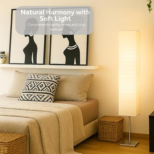 Miniatura 6 de LIGHTACCENTS Juego de 2 lámparas de pie de papel de arroz - Lámparas de pie modernas con base cromada y pantallas de papel blanco - Iluminación