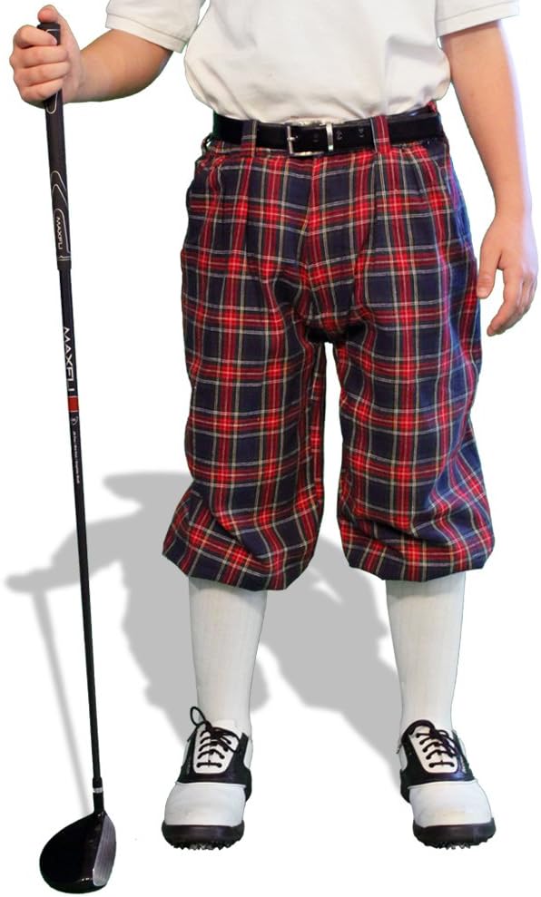 Golf Knickers Plaid Par 5' Youth Navy Stewart Cotton/Ramie