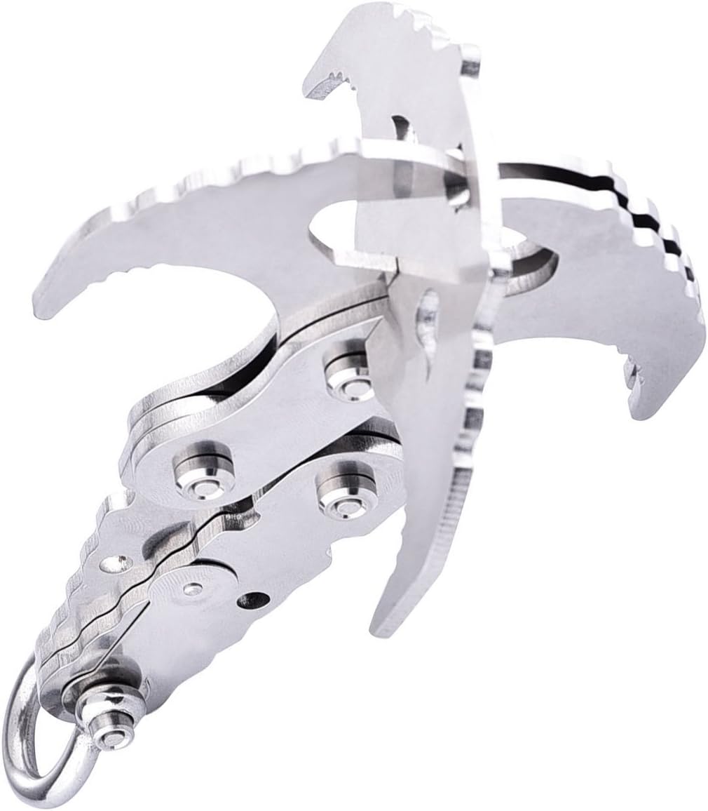 Grappling Hook, Multifunctional Stainless Steel Folding Gravity Hook Rock Climbing Equipment Climbing Rope Survival Carabiner for Outdoor Life