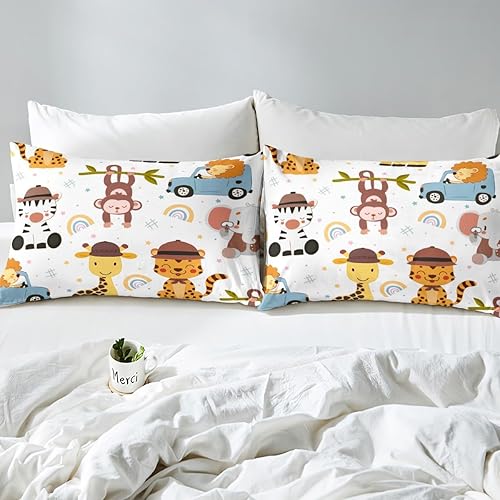 Vista 122 de Feelyou Funda de edredón de perro de dibujos animados, juego de ropa de cama para niños y niñas, perros y flores, funda de edredón con plantas Multi