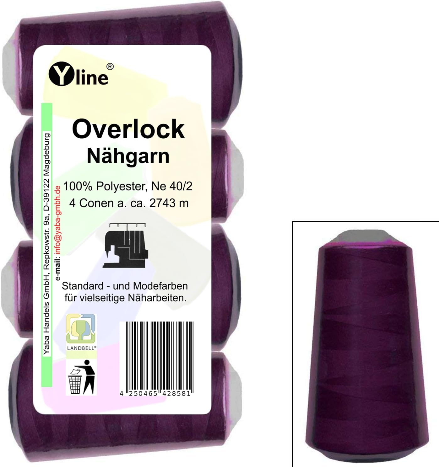 Lot De 4 Bobines Fil Surjeteuse Bordeaux/Rouge 2743 M – NE 40/2 100% Polyester – Qualité Premium Pour Ourlets Parfaits