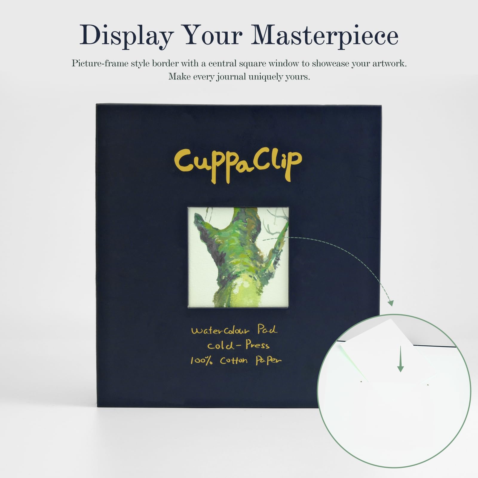 CuppaClip Akwarela papierowa podkładka okładka ilustracja czysta bawełna pulpa prasa na zimno 300 g/m2 bezkwasowa twarda okładka akwarela książka (granatowy)