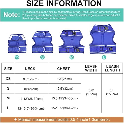 Miniatura 5 de SXNBH - Juego de correa de arnés de malla transpirable para perros y gatos, arnés reflectante de nailon para cachorros, chaleco ajustable para