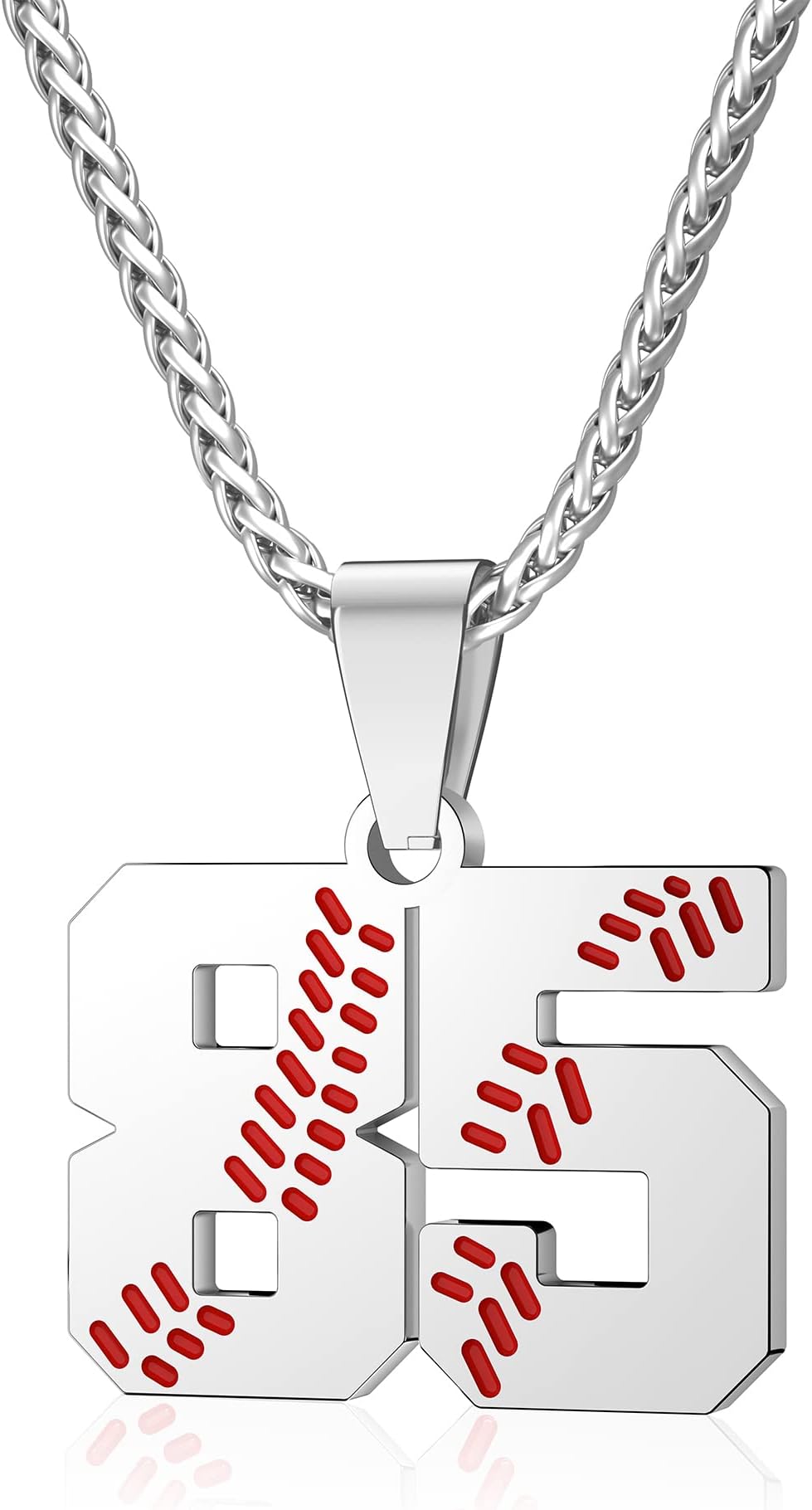 Wikavanli Personalized Baseball Necklaces Baseball Jersey Number 00-99 Necklace Stainless Steel Baseball Chain Pendant Necklace Baseball Team Jewelry Gift for Boys Girls Men Women