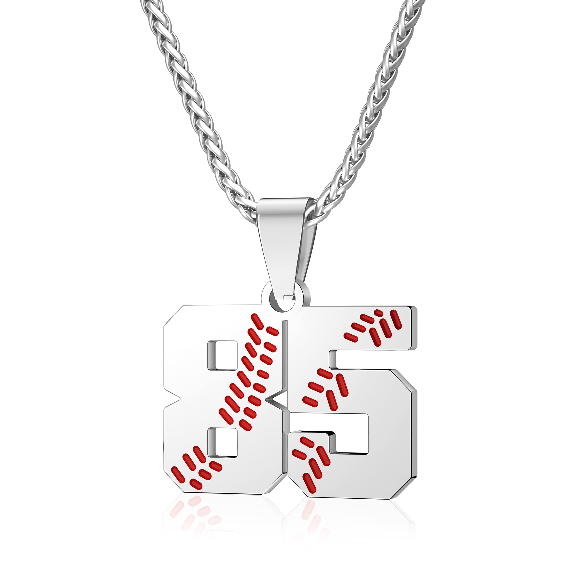 Wikavanli Personalized Baseball Necklaces Baseball Jersey Number 00-99 Necklace Stainless Steel Baseball Chain Pendant Necklace Baseball Team Jewelry Gift for Boys Girls Men Women