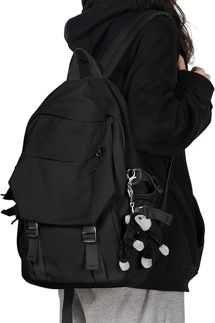 Sac à dos scolaire pour hommes et femmes, sacs pour l'université et le secondaire, sacs à dos décontractés, sac à dos pour ordinateur portable imperméable noir, sac à dos de voyage