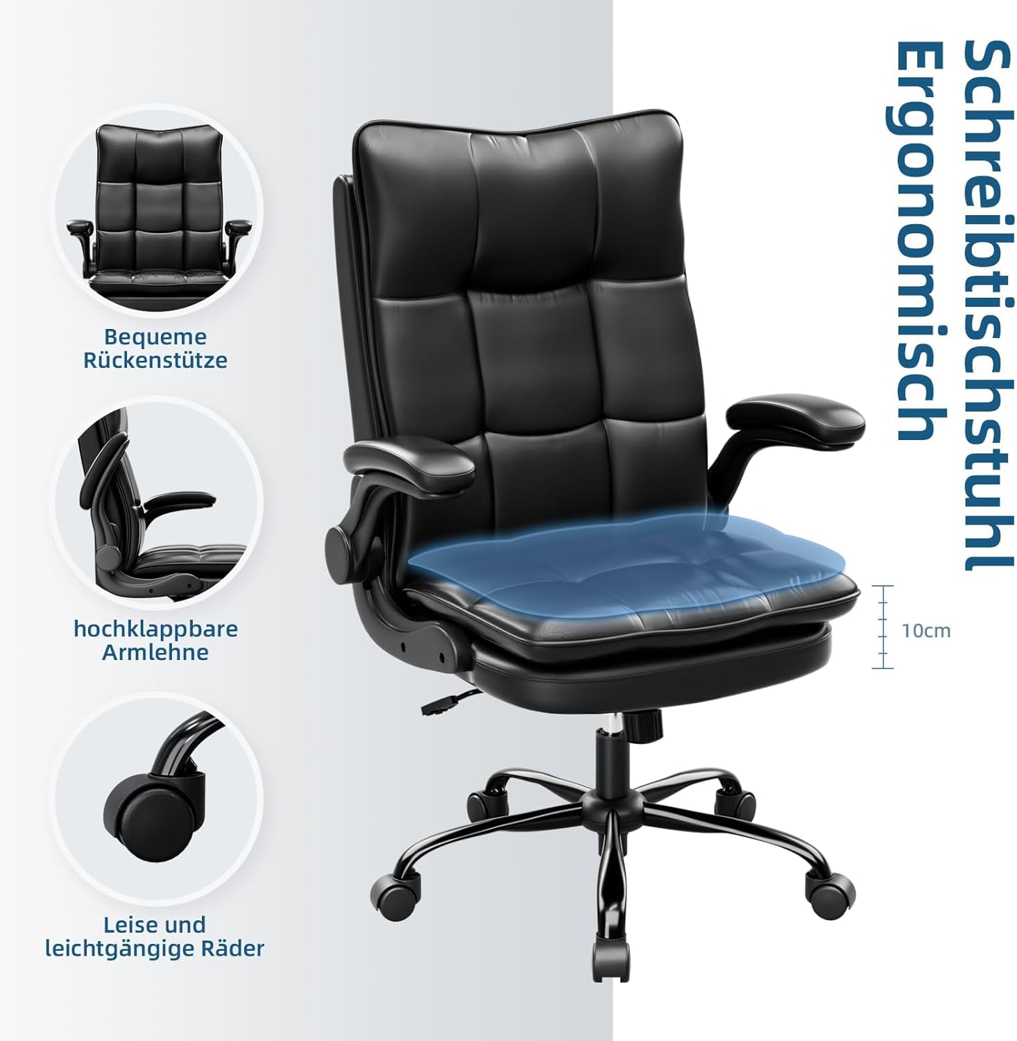 Asukale Ergonomic Executive Office Chair with Scratch-Resistant Leather