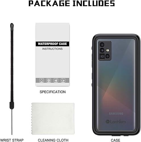 Miniatura 8 de Lanhiem Funda para Samsung Galaxy A51, funda impermeable IP68, a prueba de polvo, a prueba de golpes, con protector de pantalla integrado, cuerpo