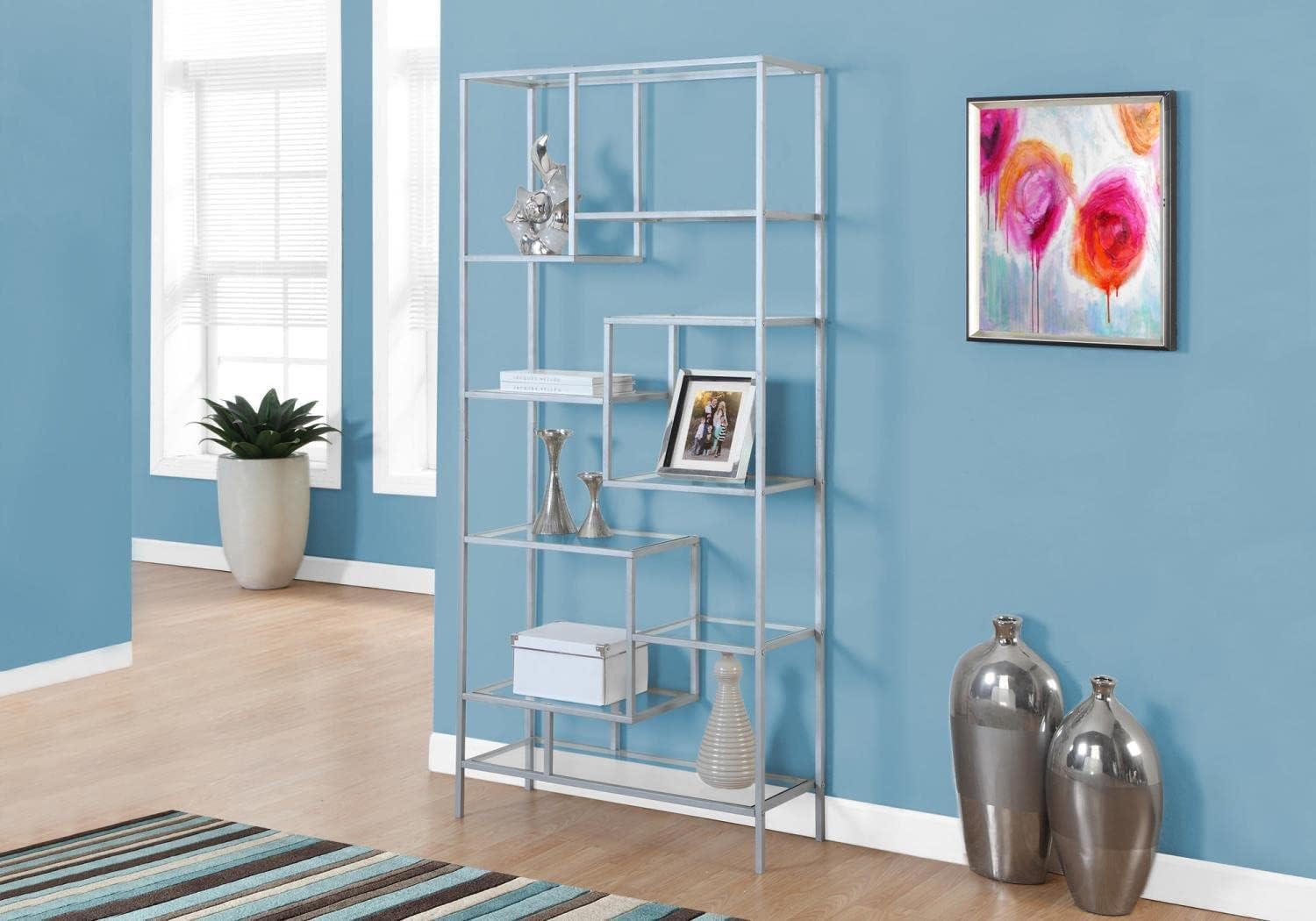 Metal Bookcase in Silver