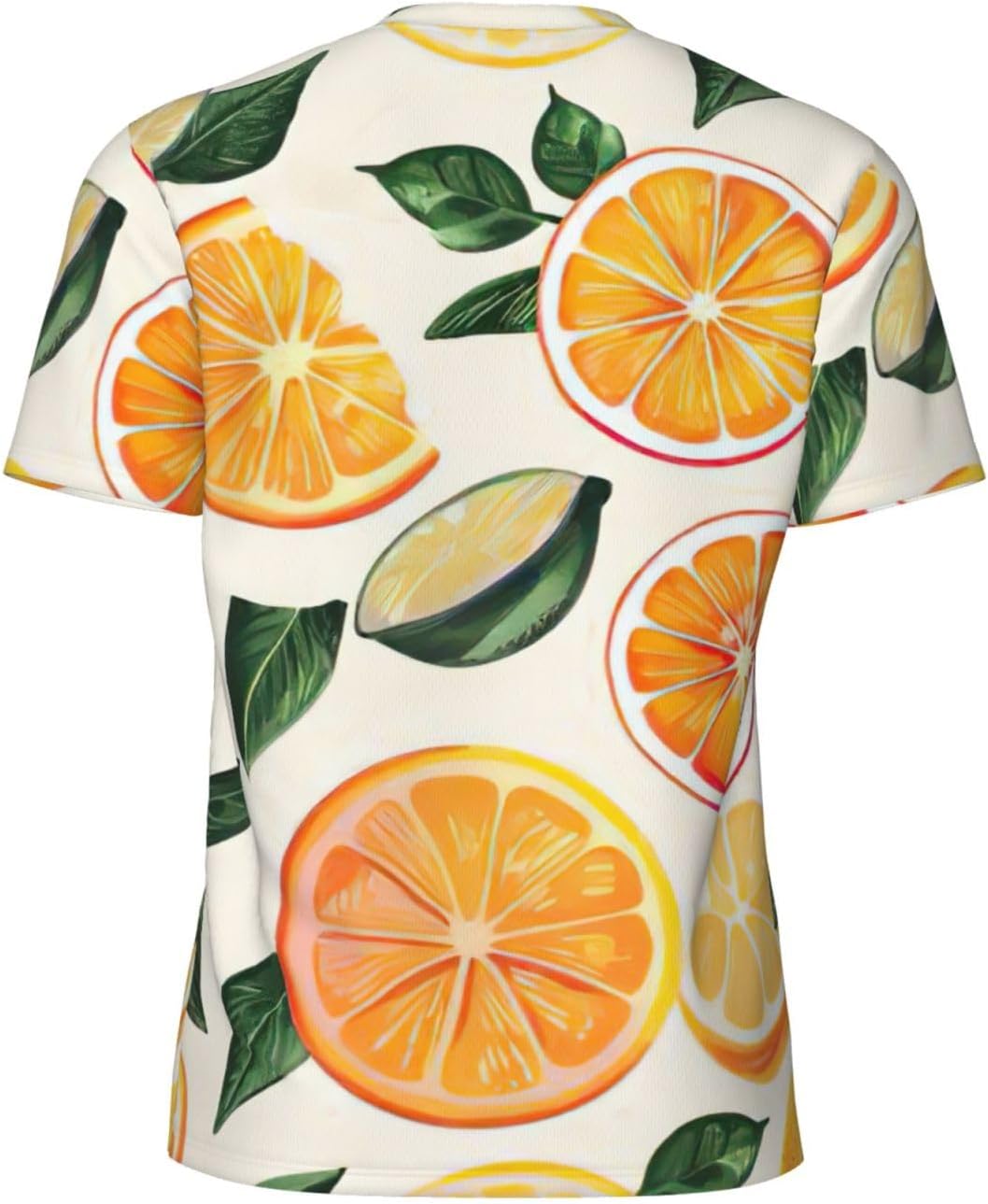 Citrus Fruit Pattern Print Mens Short Sleeve Mesh T-Shirt Breathable Athletic Gym Running Casual Sports Wear