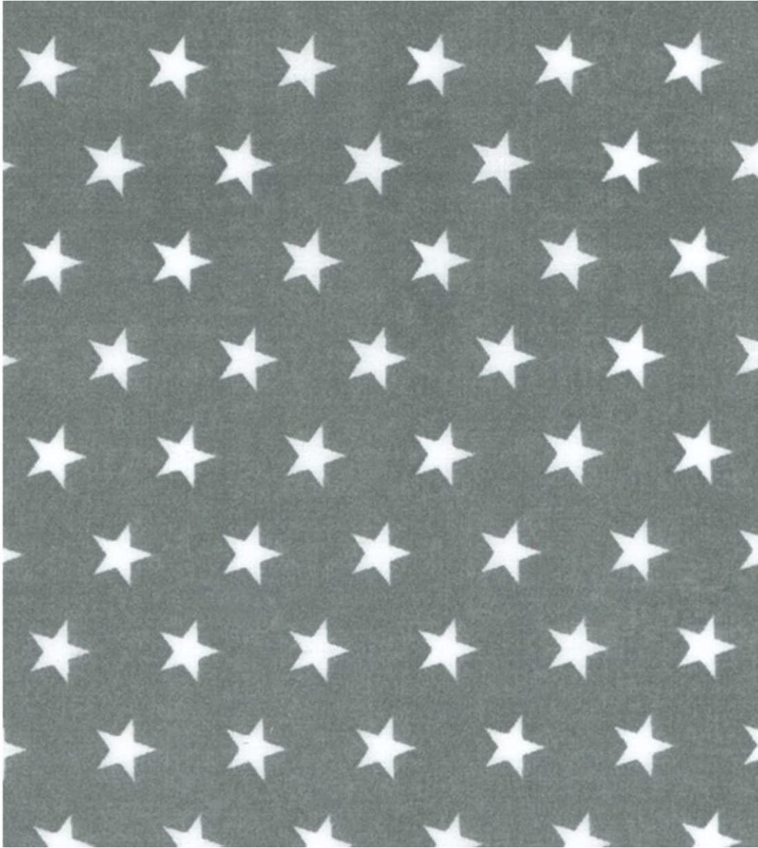 Crs Fur Fabrics Grey Printed Polycotton Craft Fabric Material - Stars On 1Mtr 110Cmx100cm
