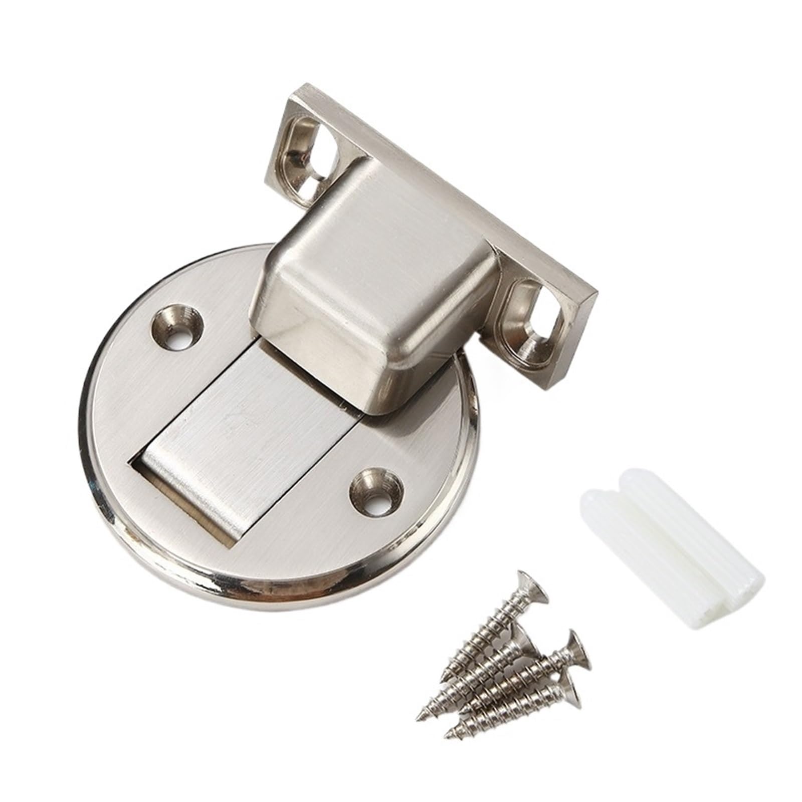 Tope de puerta magnético sin perforación, soporte oculto, Protector pared aleación Zinc, Hardware tope a prueba viento, 4 Uds para Puertas de Madera(Chrome)