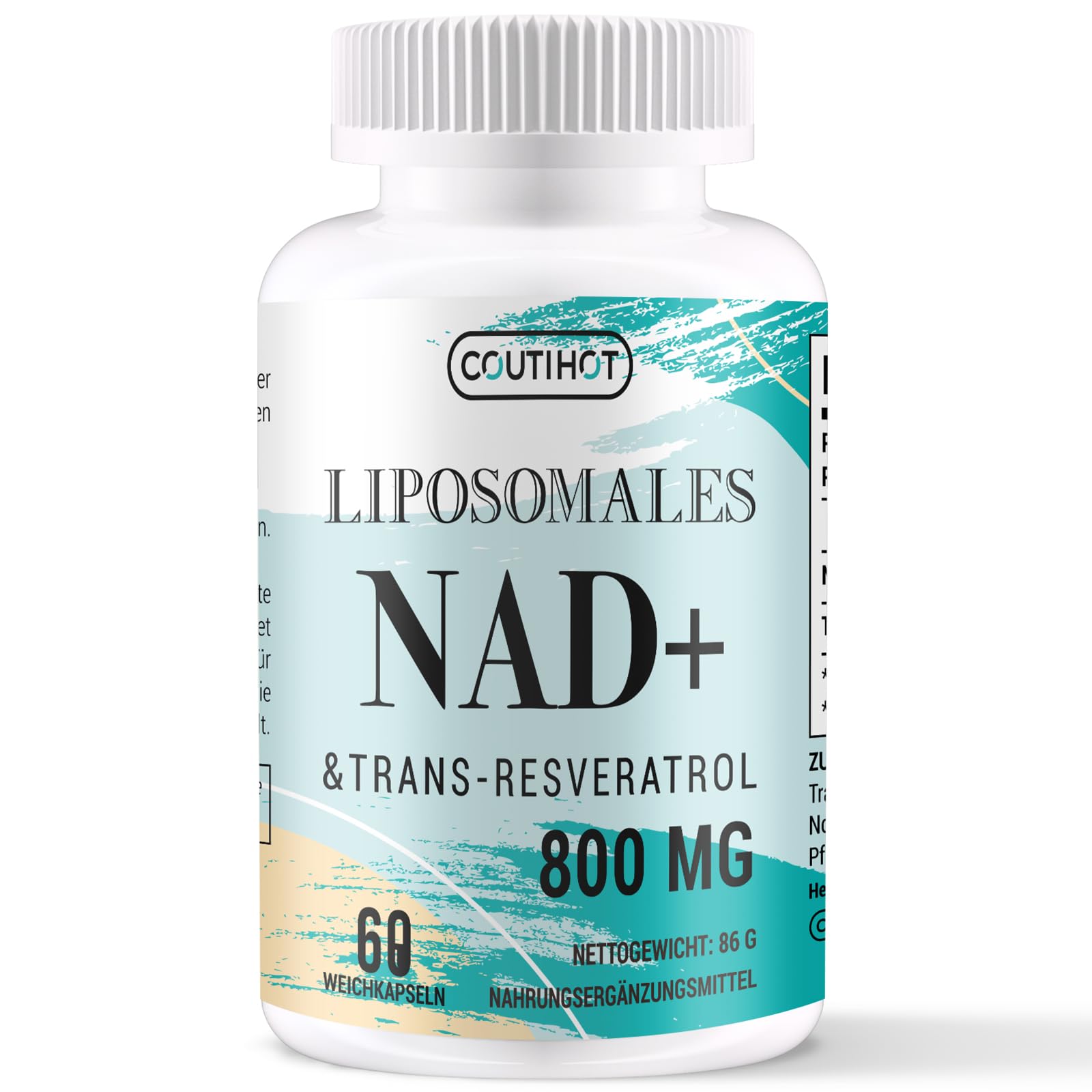 Liposomales NAD+ mit Trans-Resveratrol | Hochdosiert 800 mg pro Portion | 60 Softgels – Liposomale Technologie für effiziente Aufnahme & Premium Reinheit (60 stück (1er Pack))