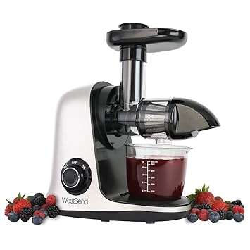 West Bend Cold Press Masticating Juicer Extractor Machine Features Quiet Motor Anti-Clog Reverse Function