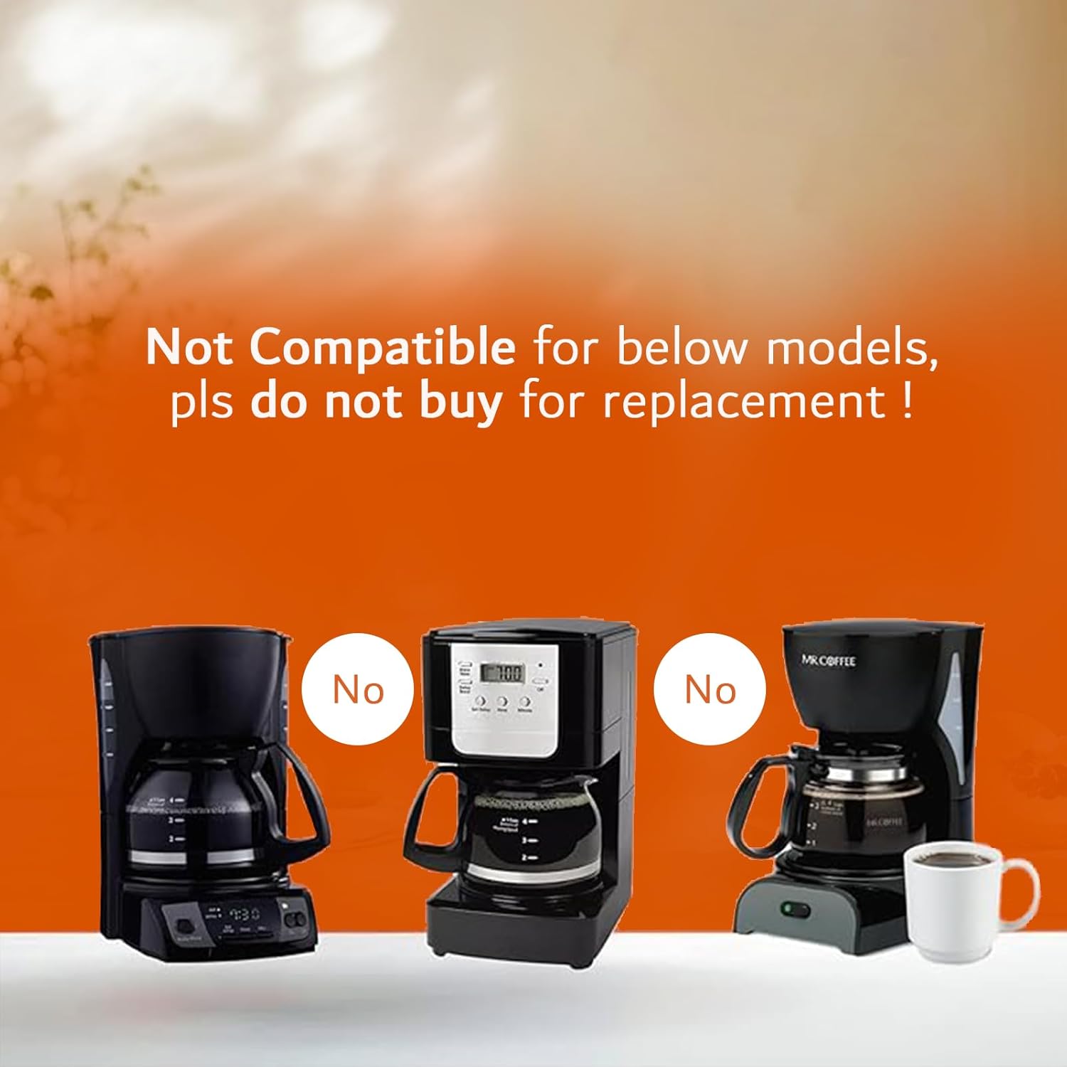5 Cup Coffee Pot Replacement Compatible for Mr Coffee BVMC-PC05BL2,BVMC-SC05BL, Goumia 5cup coffee maker. Compatible for Hamilton Beach 5 cup coffee maker !Not Fit ALL Mr coffee 5 cup, pls see detail - Image 3