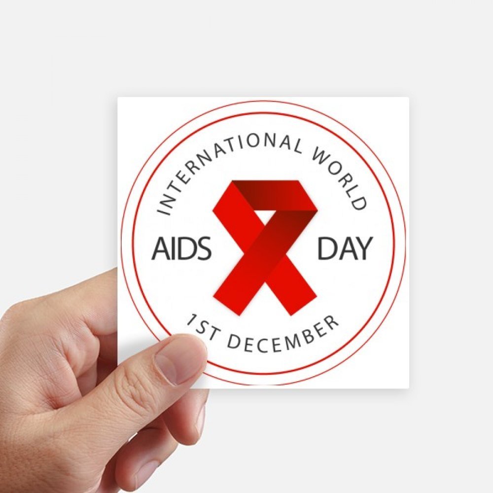 Autocollant carré HIV Ruban Rouge SIDA de 10cm pour personnaliser vos bagages