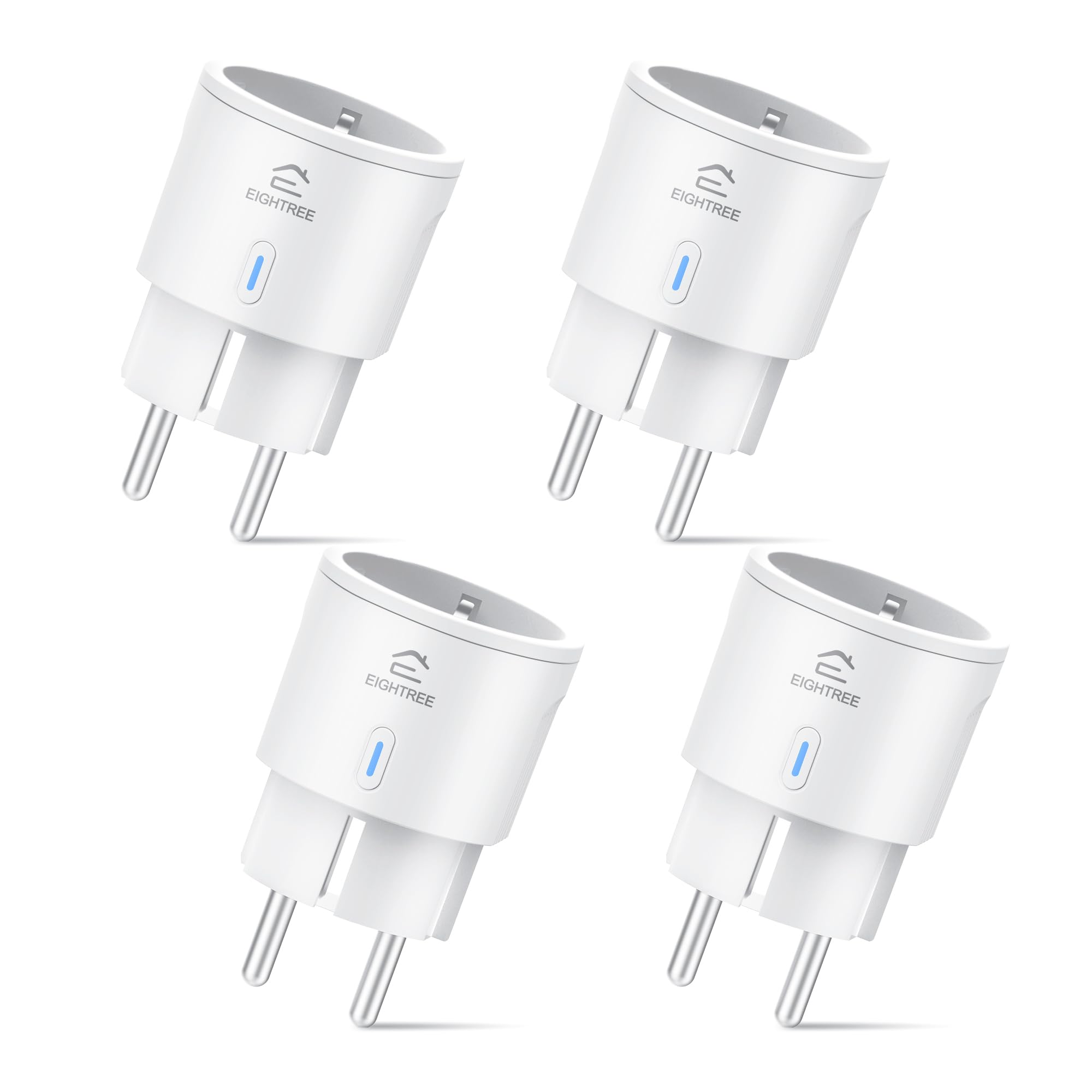 Alexa Steckdose 4er Pack, EIGHTREE Smart WLAN Steckdose mit Strommessung, Sprachsteuerung & Timer, Smart Home WiFi Steckdose funktioniert mit Alexa, Google Home, Nur 2.4GHz WiFi