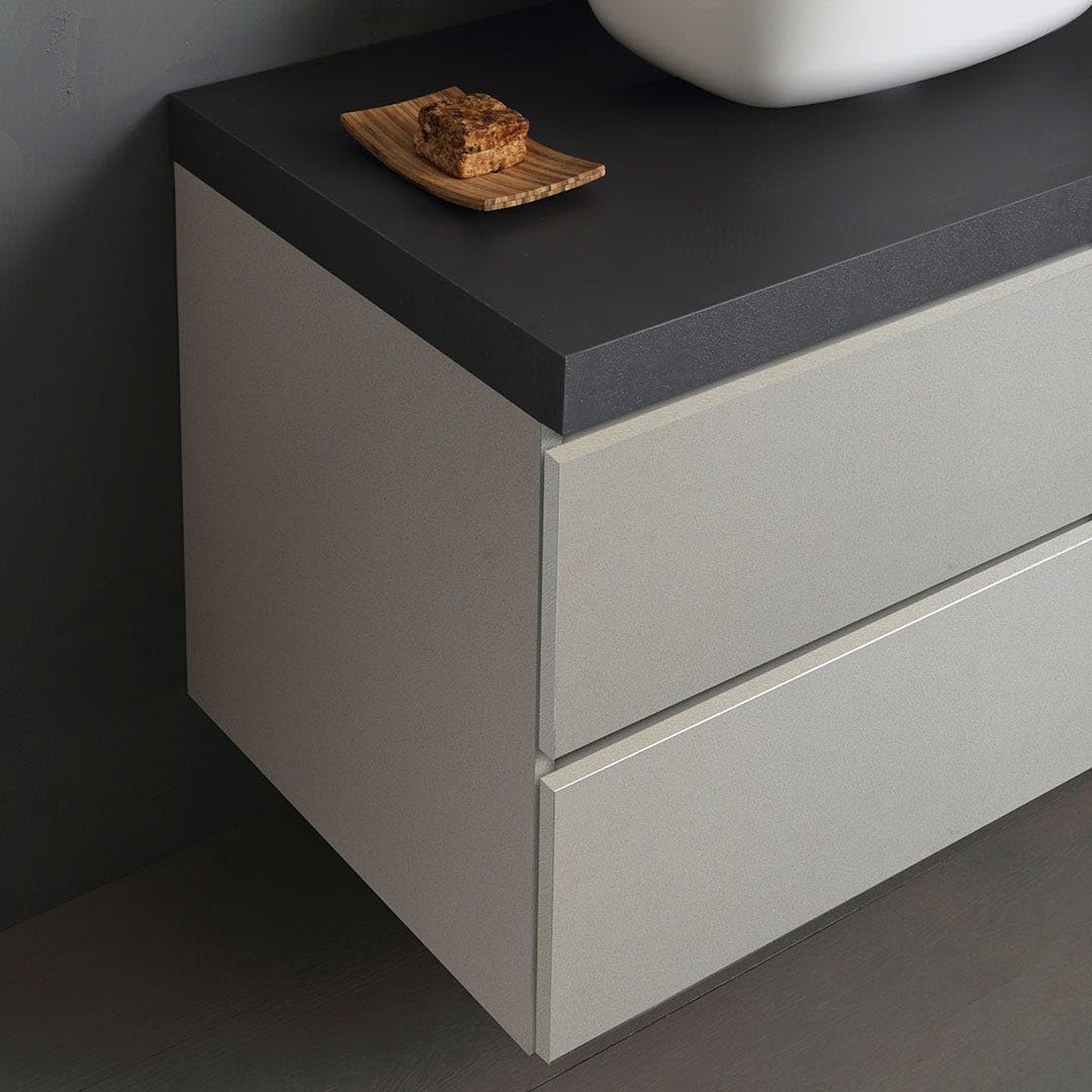 Kiamami Valentina Mobile Bagno Sospeso 150 Cm Grigio Perla Top Antracite