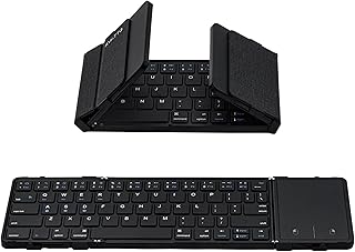 Wigearss Business Full-Size Folding Wireless Keyboard with Touchpad for Tablet/Mobile Phone/PC-PU Gray