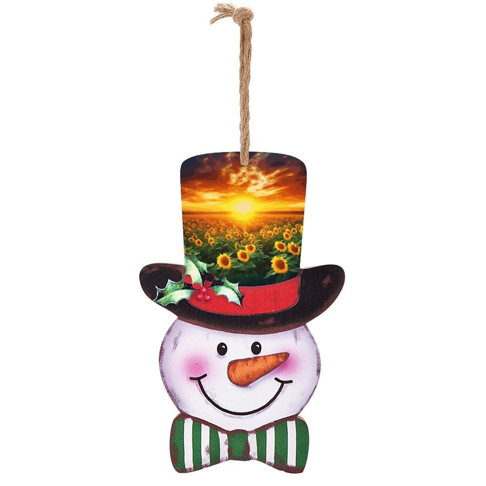 Dreamlike Sunset Of A Sunflower Field Snowman Decor Christmas Snowmans Hanging Decors Wooden Exquisite Holiday Decoration Sign for Home Window Wall Farmhouse Indoor Outdoo